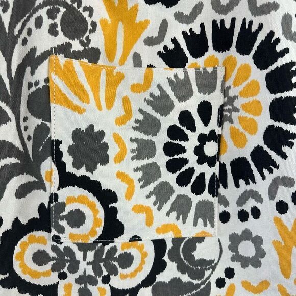 Pure Honey Reversible Canvas Market Tote Black Yellow Swirl Floral To Polka Dots - Picture 3 of 11